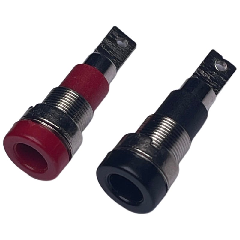 CESS Black and Red Banana Female Jack Socket - 4mm Banana Female Connector Panel/Chassis Mount Soldering Type (10 Pack) - Image 1
